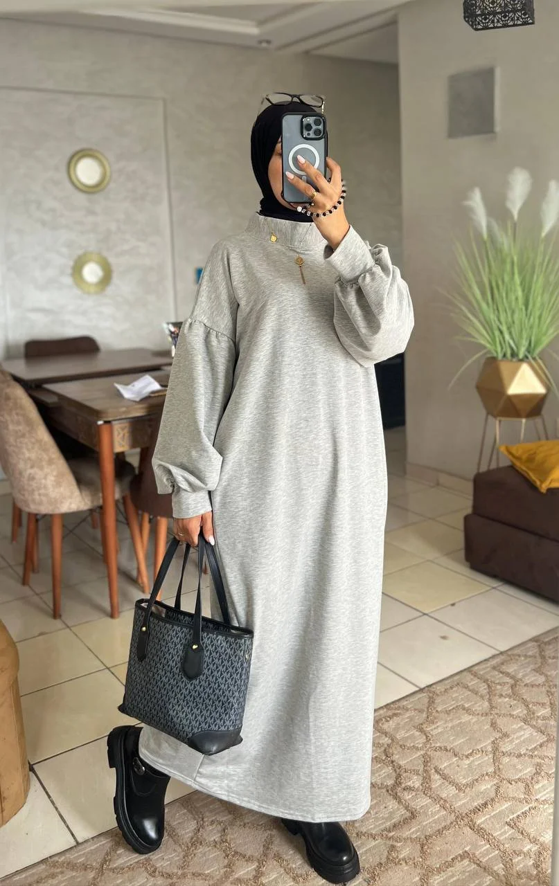 فستان شتوي طويل للمحجبات