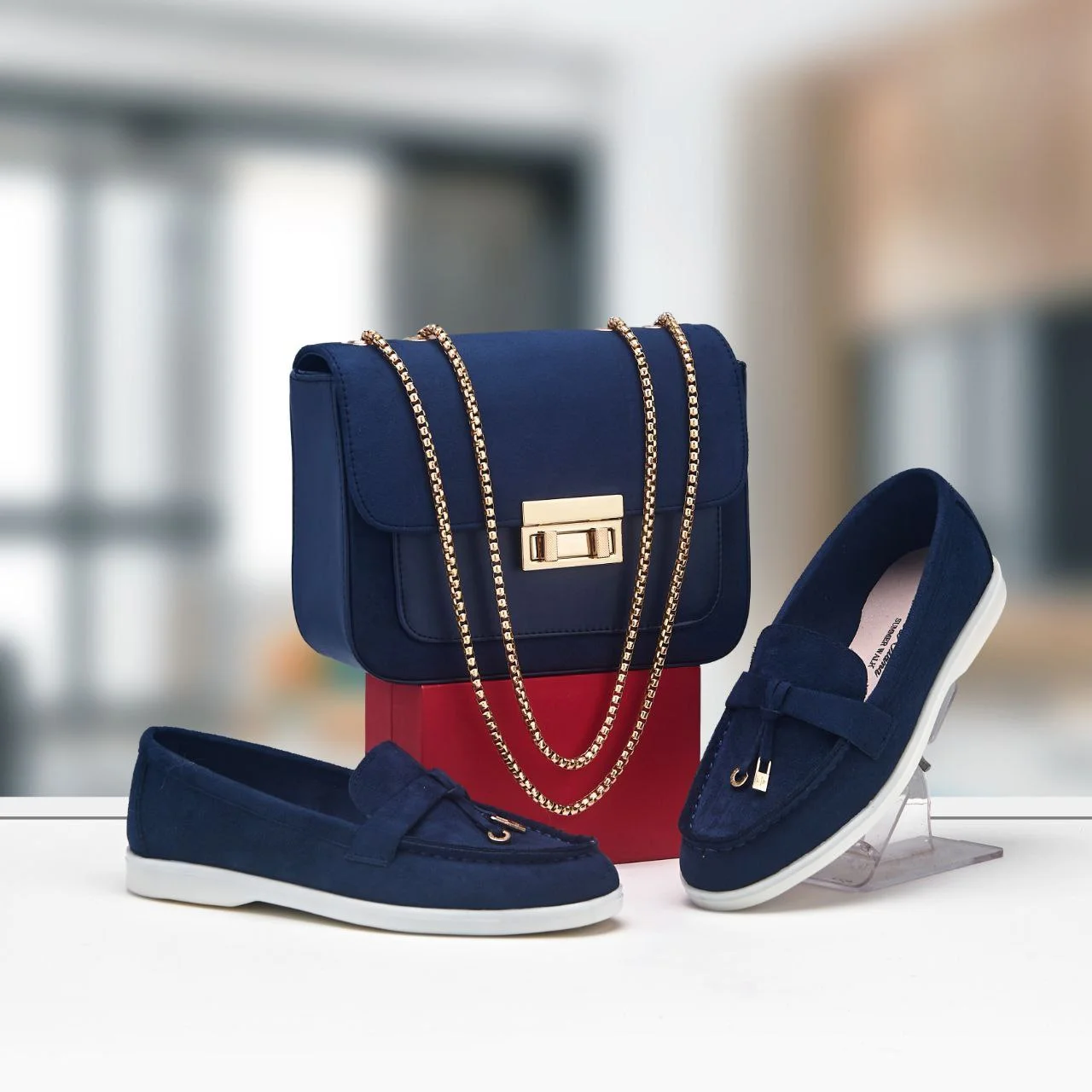 حذاء موكاسين نسائي مريح وحقيبة "Rectangle Mini