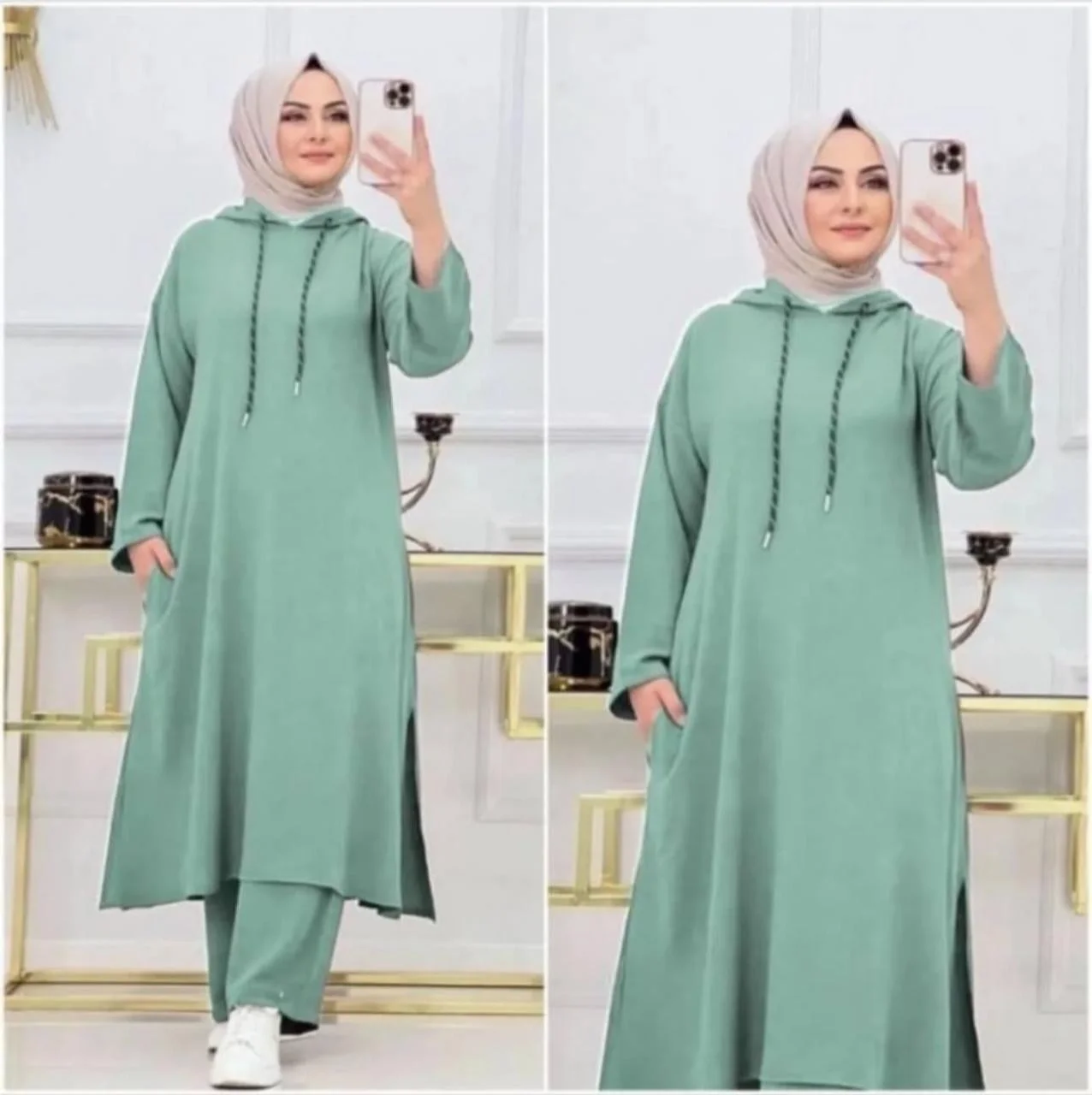 كيطمة 2 قطع نسائية مقاسات كبيرة مريحة ومستورة (ثوب مونطوني) - Image 3