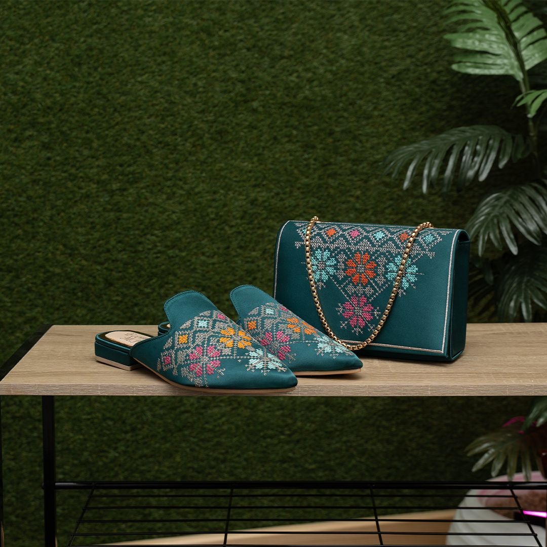 طقم البلغة والحقيبة الفاخر بالطرز الفاسي - Image 3