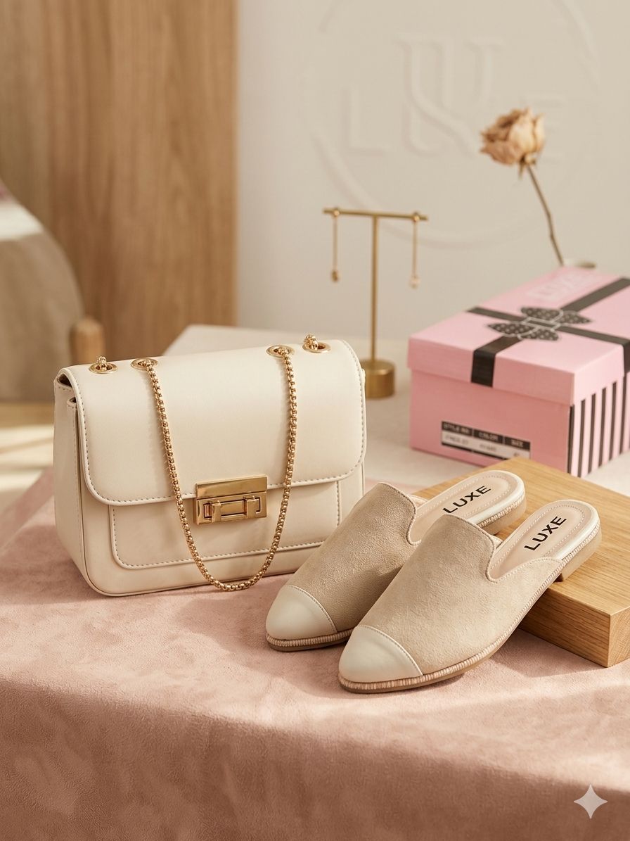 طقم حقيبة وحذاء نسائي