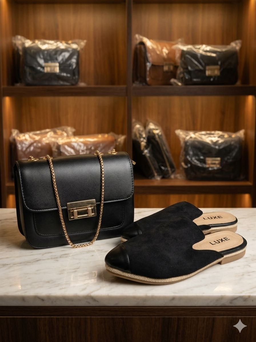 طقم حقيبة وحذاء نسائي