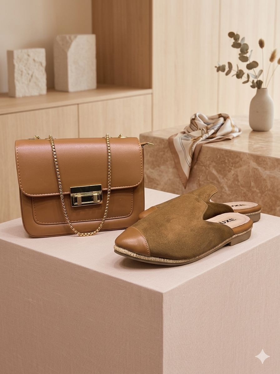 طقم حقيبة وحذاء نسائي