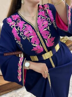 caftan rose broderie rabati