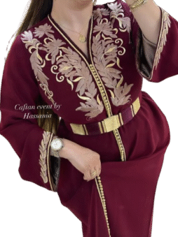 caftan rose broderie rabati