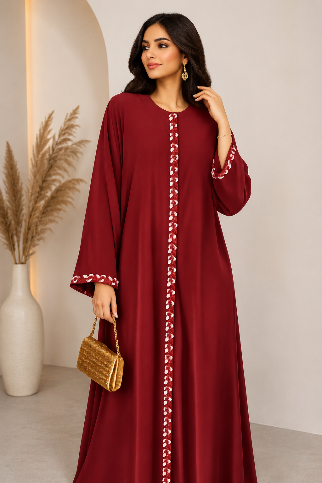 Abaya crepe rosa original