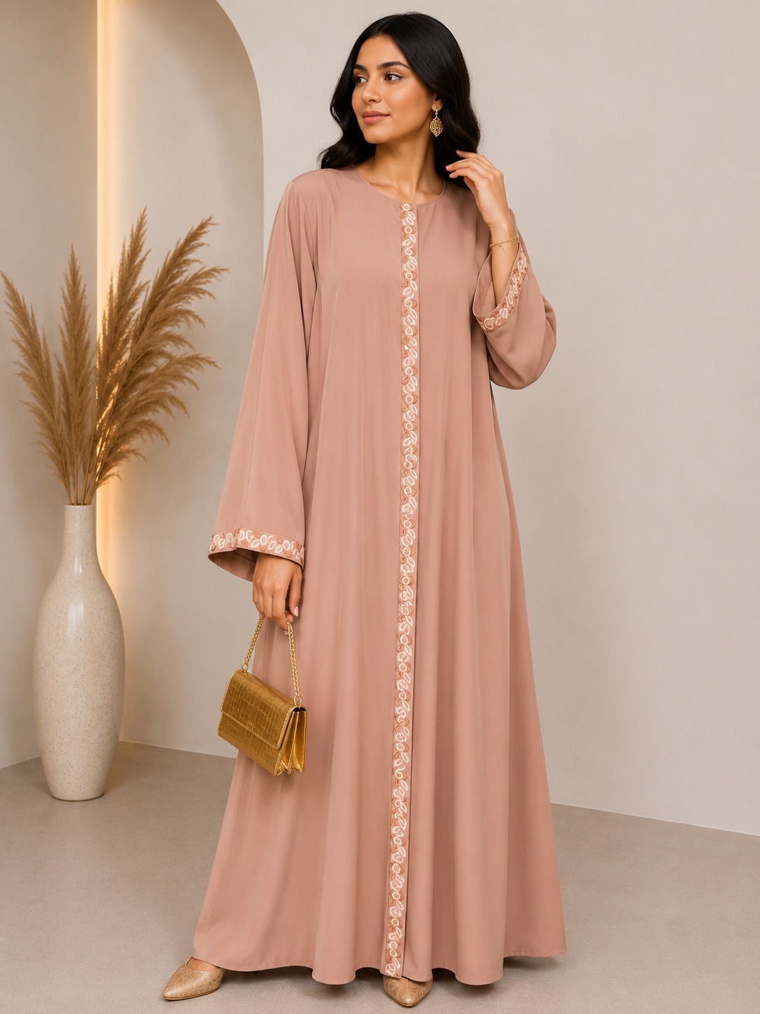 Abaya crepe rosa original