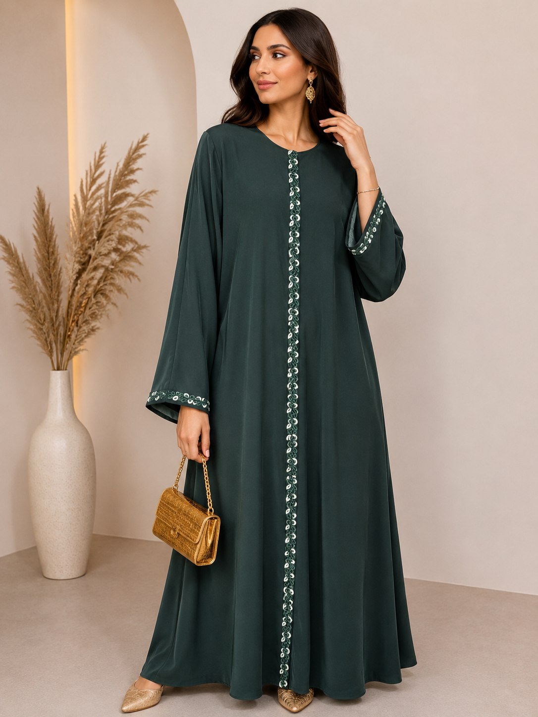 Abaya crepe rosa original
