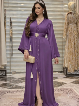 caftan royal perle قفطان ملكي منبت بالعقيق مع مضمة بروش أنيقة 2026