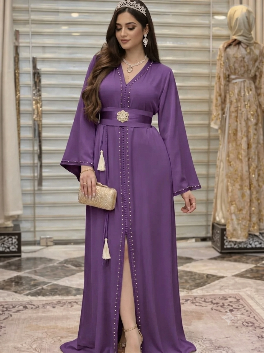 caftan royal perle قفطان ملكي منبت بالعقيق مع مضمة بروش أنيقة 2026