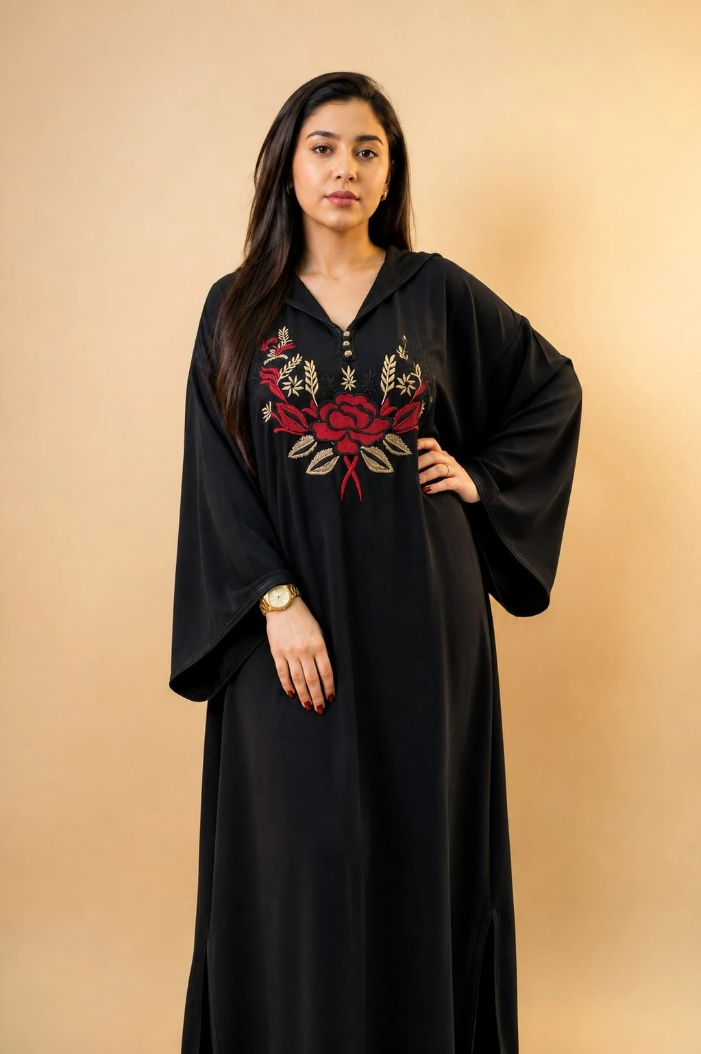 djellaba broderie rose