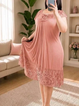 فستان الفسكوز ليكرا الصيفي – الكسوة المعلومة somou robe de nuit ete viscose lycra