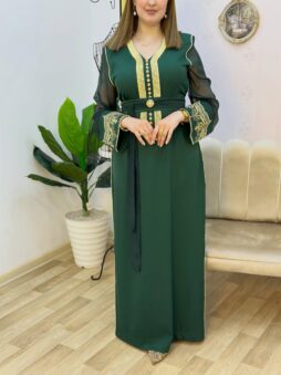 قفطان زفيرة بطرز الرباطي vert ro Caftan Zephira broderie R'bati